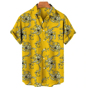 Moda Hırka erkek Kısa Kollu Hawaii Baskı Gömlek Tops Çiçek Baskılı Bluz Artı Boyutu Yaz Rahat Plaj Gömlek Erkekler için