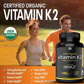 Organik Hindistancevizi Yağı içeren K2 Vitamini (MK7 olarak) - Sağlıklı Kemik ve Dişleri Destekler