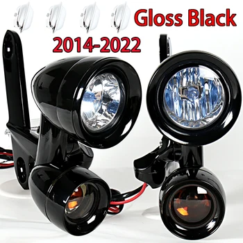 Parlak Siyah Fairing Monte Sürüş ışıkları Füme Dönüş Sinyalleri İçin Harley 2014-2022 Electra Sokak Glide Modelleri