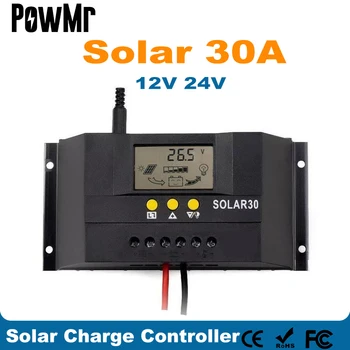 PowMr 30A Güneş şarj regülatörü LCD 4M Uzaktan Sıcaklık Sensörü 12V 24V PV Paneli pil şarj kontrolörü Güneş Sistemi