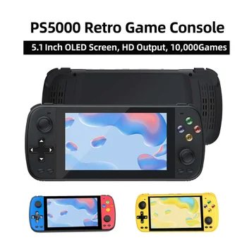 PS5000 Retro elde kullanılır oyun konsolu 5.1 İnç IPS Ekran HD Çıkışı Uzatma 2 Kablolu Denetleyici Video Müzik Ebook video oyunu Konsolu