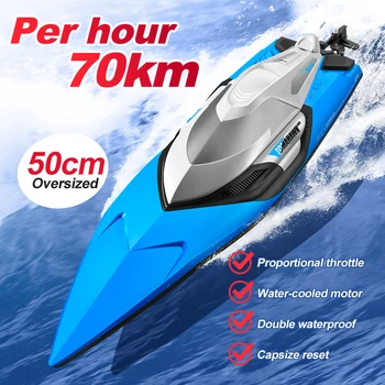 QLX Yeni RC Tekne 70 km / saat Radyo Uzaktan Kumandalı Yüksek Hızlı Gemi Su sürat teknesi 20 Dakika Su Oyunu Çocuk Oyuncak Tekne