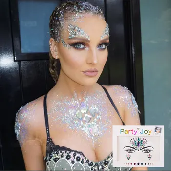 seksi meme sahte dövme çıkartmalar 3D Rhinestone Glitter Geçici Dövme Karnaval Parti Sahne Yüz Aksesuarları Makyaj Araçları