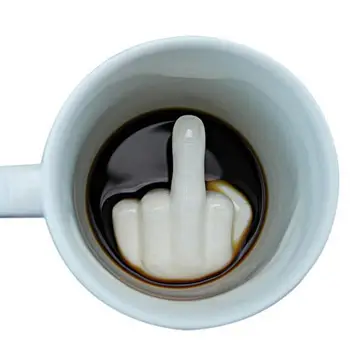 Seramik Kupa Yaratıcı Tasarım Beyaz Orta Parmak Tarzı Yenilik Karıştırma Komik Kupalar Yeterli Kapasiteli Su kahve fincanı süt kupası