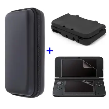 Silikon kılıf + Şeffaf ekran koruyucu film + EVA Sert Seyahat Taşıma Çantası Kılıfı saklama çantası nintendo YENİ 3DS XL LL 3DSLL 3DSXL