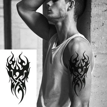 Siyah Şık 3D Yeni erkek Yarım Kollu Kol Geçici Totem Dövme Çıkartmalar Vücut Sanatı Dövmeler Erkek Güzellik Araçları Sanat Sahte Dövme