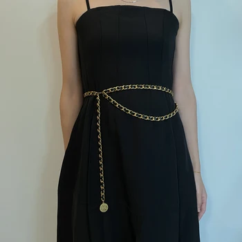 Tasarımcı bel zinciri kadın koyun derisi dekoratif elbise kemeri metal şeftali kalp Sikke Kolye inci kayış zinciri