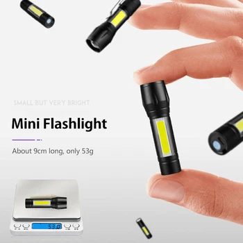 Taşınabilir Şarj Edilebilir Zoom Odak Mini LED el feneri Torch Lambası Dahili Pil Su geçirmez Led Tamir Kamp Çalışma ışığı