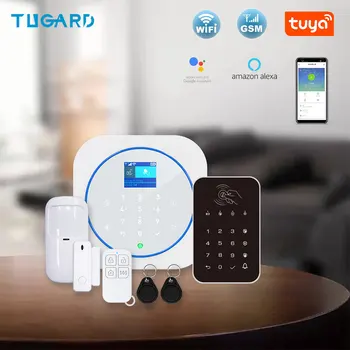 TUGARD G12 + K10 WıFı Ev hırsız güvenlik alarmı Kablosuz 433 MHz GSM TFT LCD Dokunmatik Klavye 11 Diller Alarm Güvenlik Sistemi