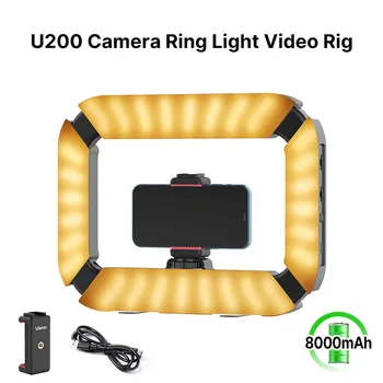 Ulanzi U - 200 Smartphone Video Rig LED halka ışık Telefon için Gopro Kamera Youtube Canlı Lamba İçin Soğuk Ayakkabı ile Mikrofon Video Tripod