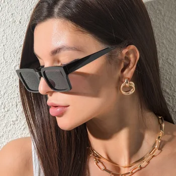 VCKA Unisex Moda Bayanlar Kare Güneş Gözlüğü Kadın Gözlüğü Shades Vintage Marka Tasarımcısı Boy güneş gözlüğü UV400 Gözlük