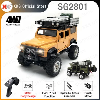 XKS SG2801 1/28 RC Araba Metal Gövde Tam Ölçekli 2.4 G Uzaktan Kumanda Fırça 4WD led ışık Mini Tırmanma RC Kamyon Oyuncak Hediye Çocuklar için
