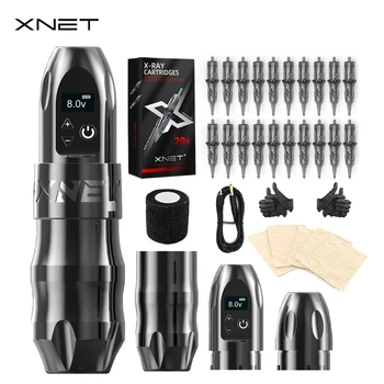 XNET Titan Kablosuz Dövme Makinesi Pil Kalem Kitleri DC Çekirdeksiz Motor LED Ekran İle X-Ray Dövme Kartuşu Dövme Sanatçısı için