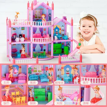 Yeni Bebek Evi DIY Prenses Dollhouse Aile Yaratıcı Aksesuarları Büyük Villa Oyuncak Bulmaca Noel Doğum Günü Hediyeleri