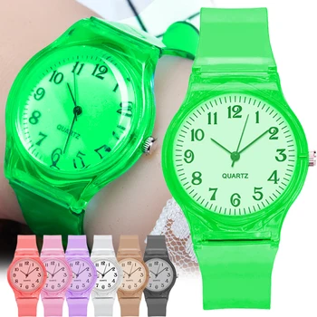 Yeni Şeker Renk Şeffaf quartz saat Kadın Kızlar Güzel Jöle Silikon Saatler Dijital Kol Saati çevre dostu Casual Saat