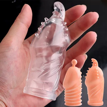 Yeniden kullanılabilir Penis Büyütme Prezervatif G Noktası Cock Yüzükler Penis Uzatma Kollu Seks Oyuncakları Adam için Glans Koruyucu İffet Cihazı