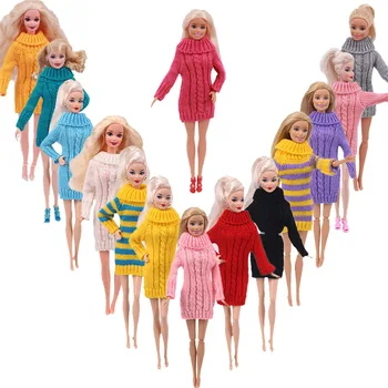 Yüksek Kaliteli El Yapımı Örme Saf Pamuklu Kazak Elbise Üstleri Seçenekleri Bebek Kazak Barbie Bebek 11.5 İnç Kız