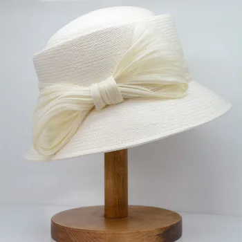 Yüksek kaliteli Japon papypaper şapka zarif moda içbükey üst geniş ağız yay silindir şapka kadın parti güneş koruma şapkaları