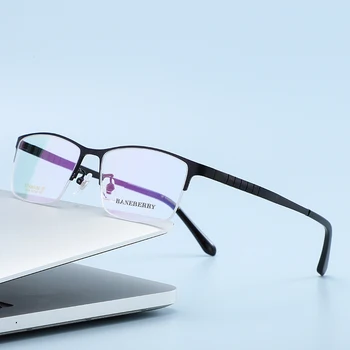 ZIROSAT 71109 Optik Saf Titanyum Yarım jant Çerçeve Reçete Gözlük Rx Erkek Gözlük Erkek Gözlük