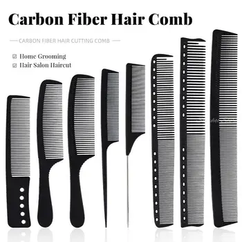 Çok fonksiyonlu Kuaför saç kesme tarağı Karbon Fiber Siyah çift taraflı ısıya dayanıklı Salon Berber Dükkanı şekillendirici fırça aracı