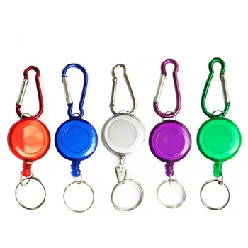 Çok renkli Rulo Geri Çekilebilir Anahtarlık Halat Çanta Geri Tepme kimlik kartı Tutucu Anahtarlık Anahtarlık Çelik Kordon
