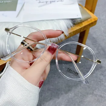 Şeffaf bilgisayar gözlük metal çerçeve kadın erkek Anti mavi ışık poligon gözlük engelleme gözlük optik gözlük gözlük